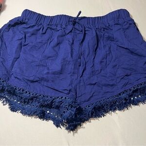 IBTOM CASTLE Navy Blue Fringe Hem Shorts – Size Large (NWT)